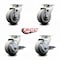 Service Caster 4 Inch Thermoplastic Rubber Swivel Caster Set with Roller Bearings 2 Brakes SCC-20S420-TPRRF-2-TLB-2 - alternate 6